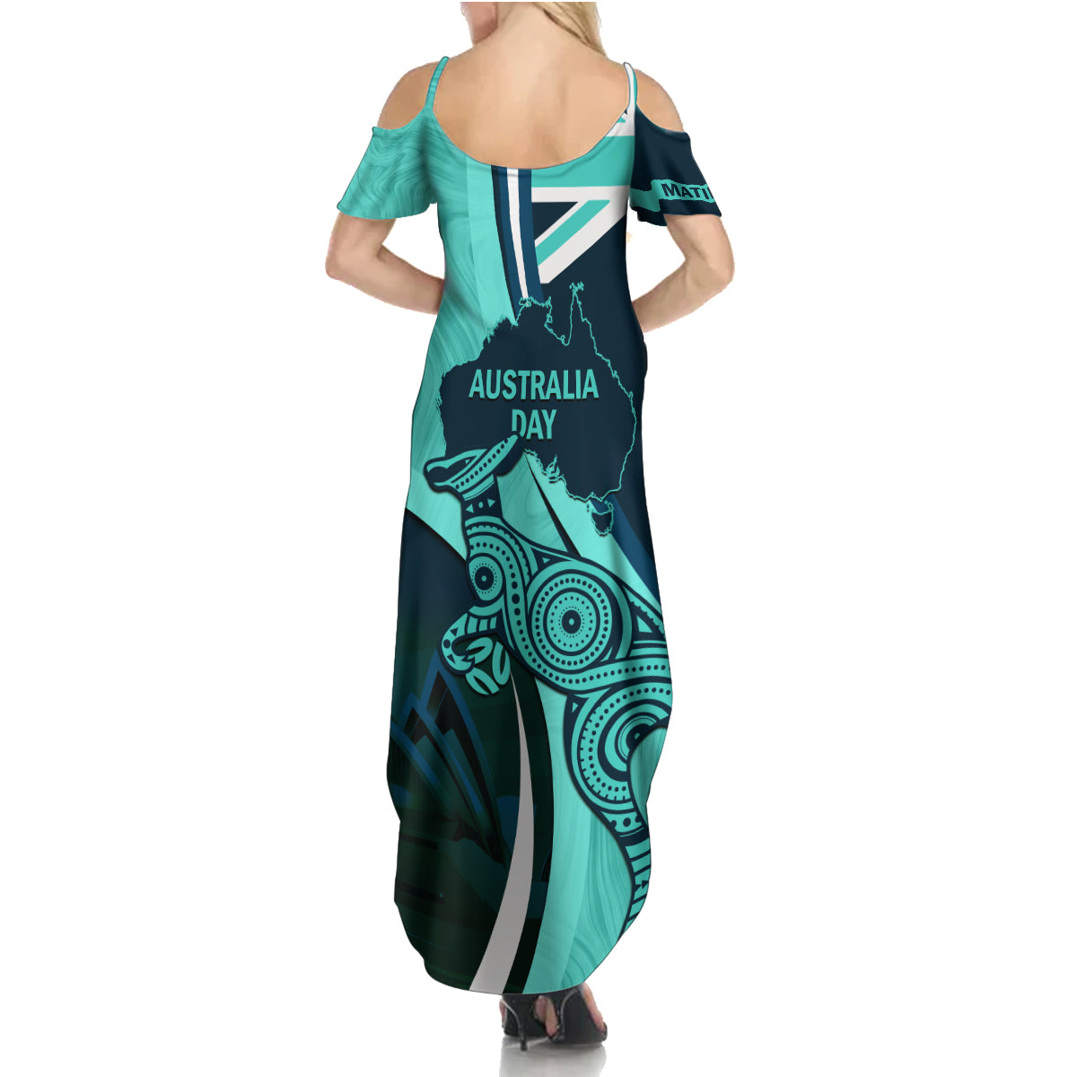 Matildas Soccer Family Matching Summer Maxi Dress and Hawaiian Shirt 2024 Happy Australia Day Kangaroo Aussie Proud - Turquoise