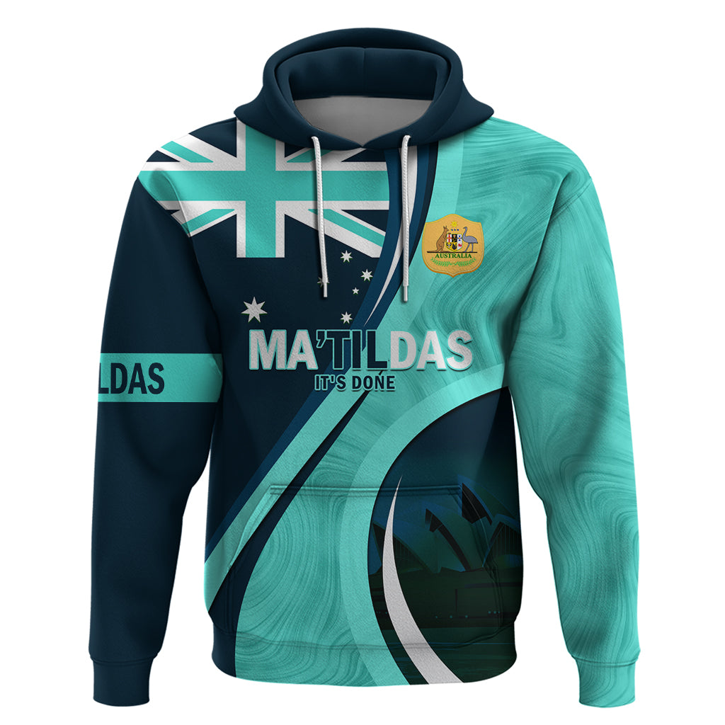 Matildas Soccer Hoodie 2024 Happy Australia Day Kangaroo Aussie Proud - Turquoise - Vibe Hoodie Shop