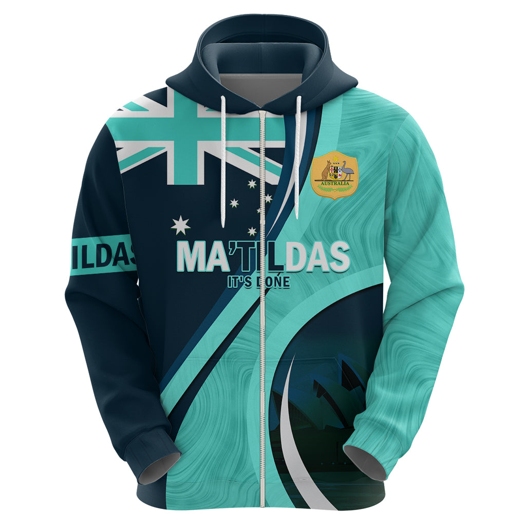 Matildas Soccer Hoodie 2024 Happy Australia Day Kangaroo Aussie Proud - Turquoise - Vibe Hoodie Shop