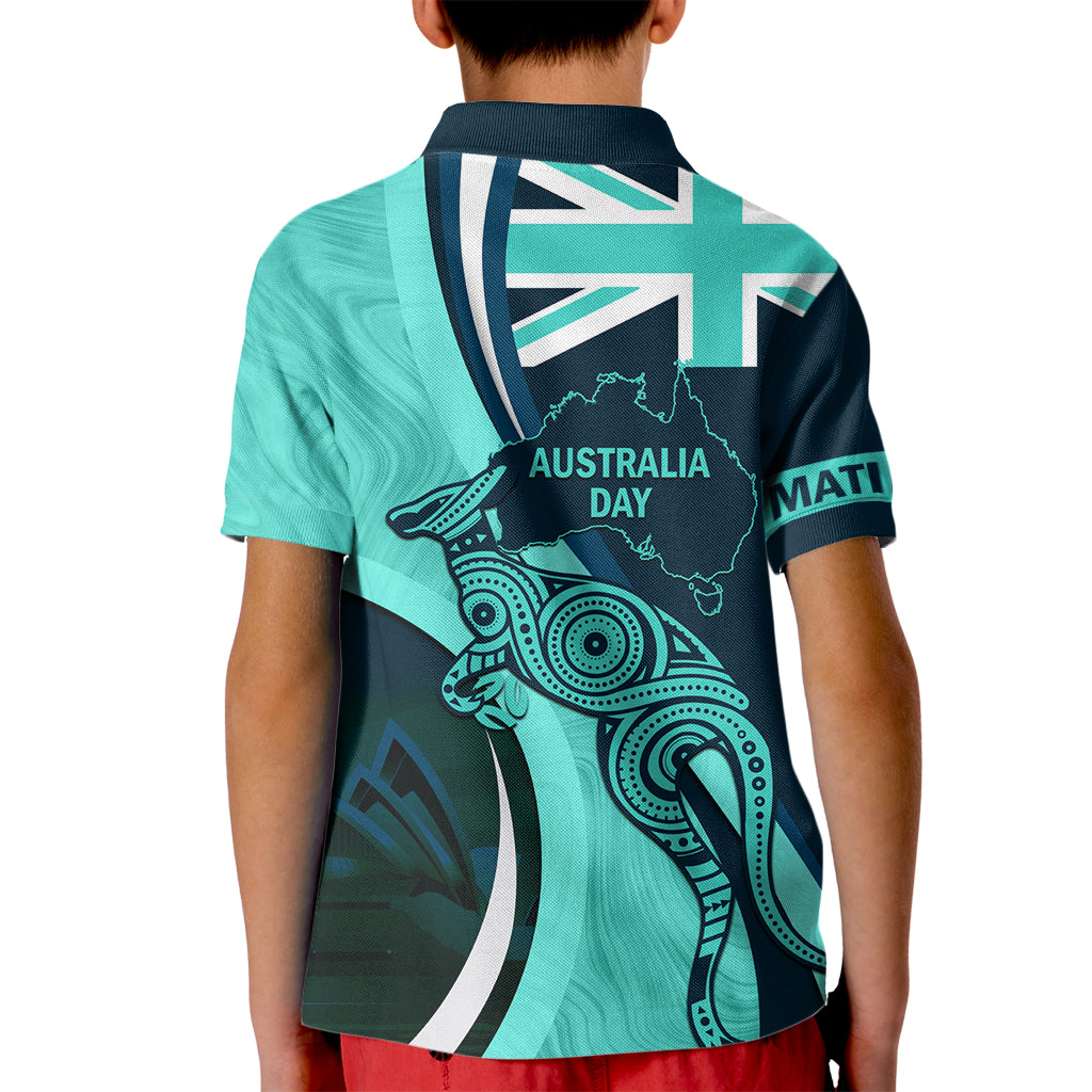 Matildas Soccer Kid Polo Shirt 2024 Happy Australia Day Kangaroo Aussie Proud - Turquoise - Vibe Hoodie Shop