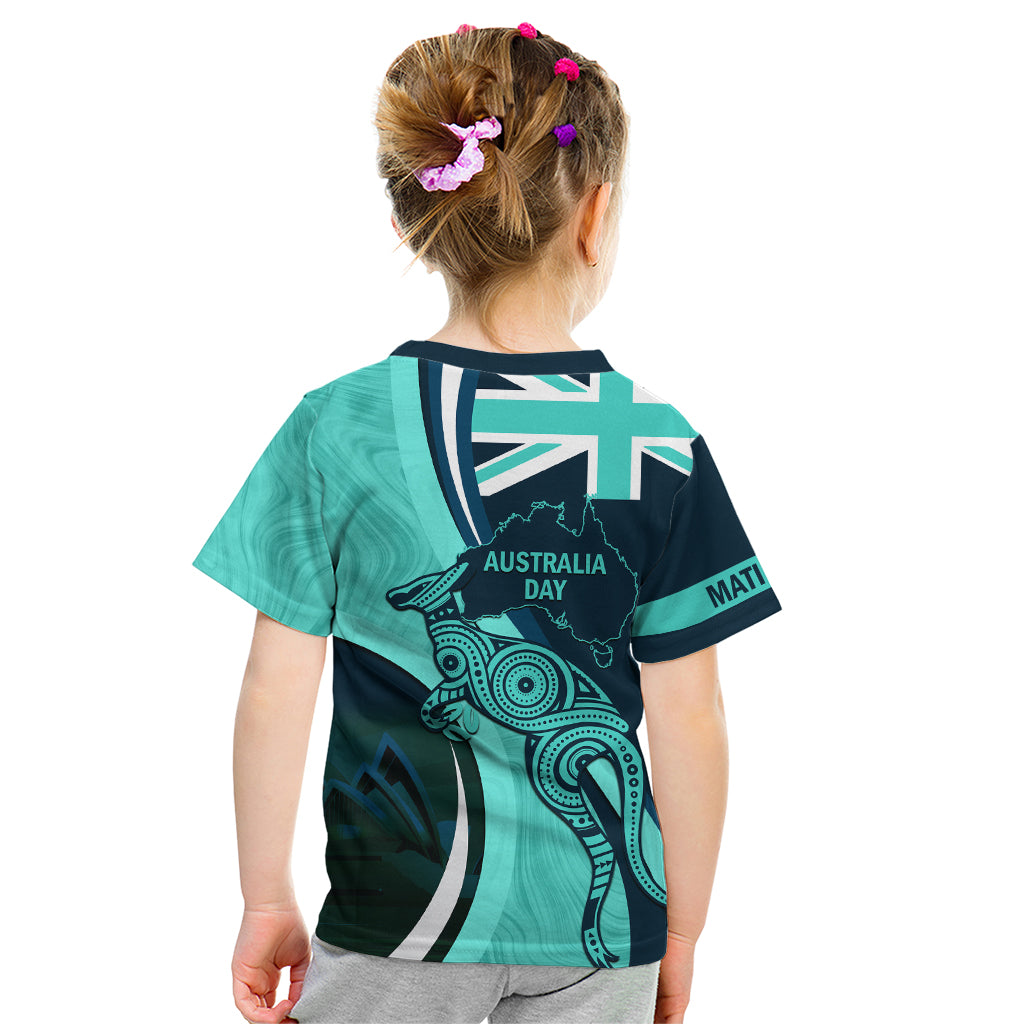 Matildas Soccer Kid T Shirt 2024 Happy Australia Day Kangaroo Aussie Proud - Turquoise - Vibe Hoodie Shop