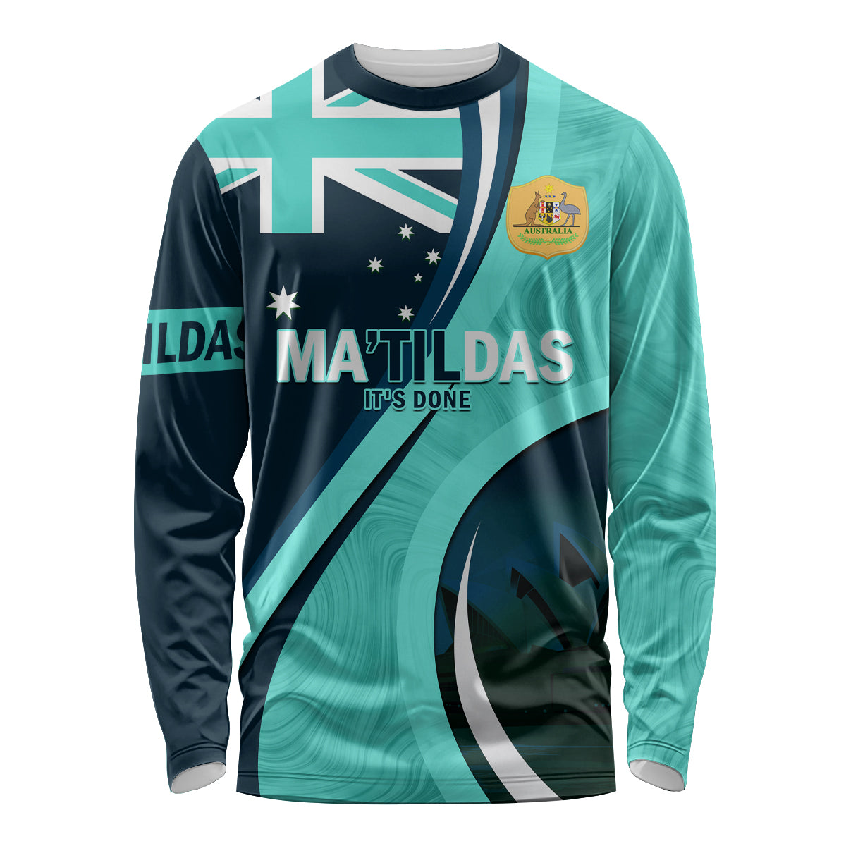 Matildas Soccer Long Sleeve Shirt 2024 Happy Australia Day Kangaroo Aussie Proud - Turquoise - Vibe Hoodie Shop