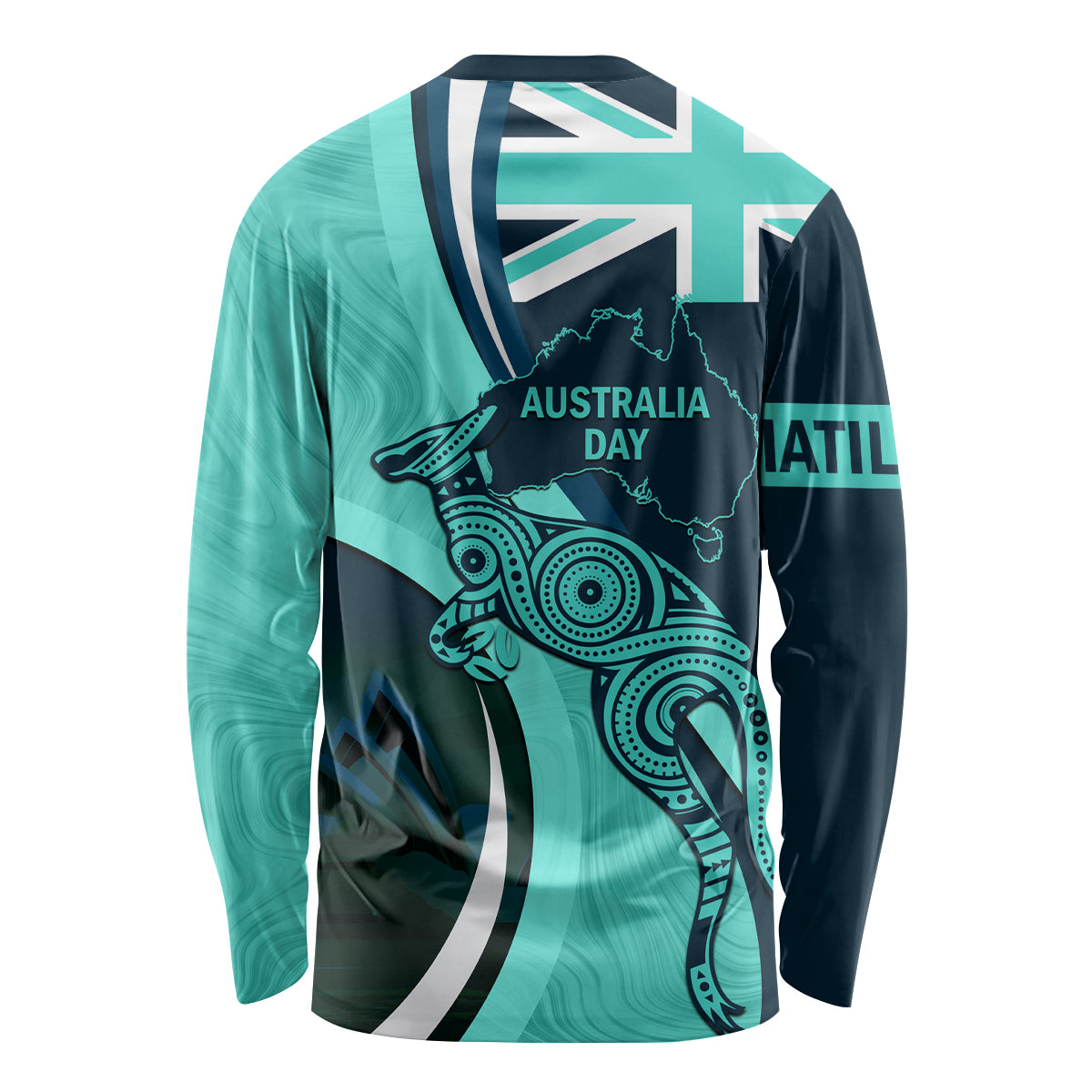 Matildas Soccer Long Sleeve Shirt 2024 Happy Australia Day Kangaroo Aussie Proud - Turquoise - Vibe Hoodie Shop