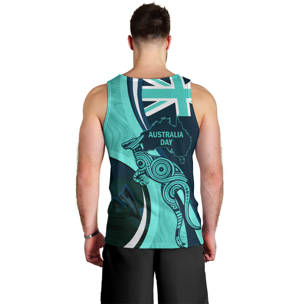 Matildas Soccer Men Tank Top 2024 Happy Australia Day Kangaroo Aussie Proud - Turquoise - Vibe Hoodie Shop