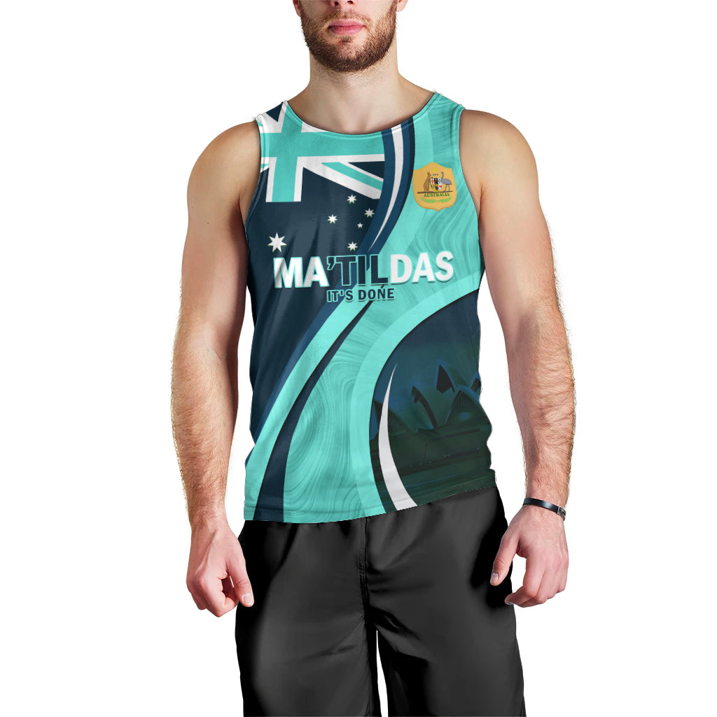 Matildas Soccer Men Tank Top 2024 Happy Australia Day Kangaroo Aussie Proud - Turquoise - Vibe Hoodie Shop