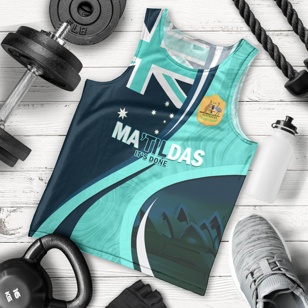 Matildas Soccer Men Tank Top 2024 Happy Australia Day Kangaroo Aussie Proud - Turquoise - Vibe Hoodie Shop