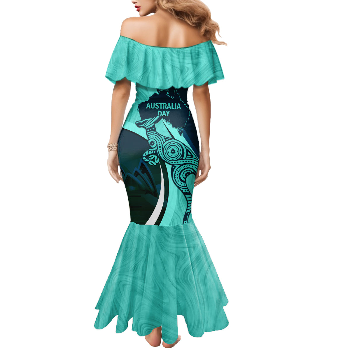 Matildas Soccer Mermaid Dress 2024 Happy Australia Day Kangaroo Aussie Proud - Turquoise