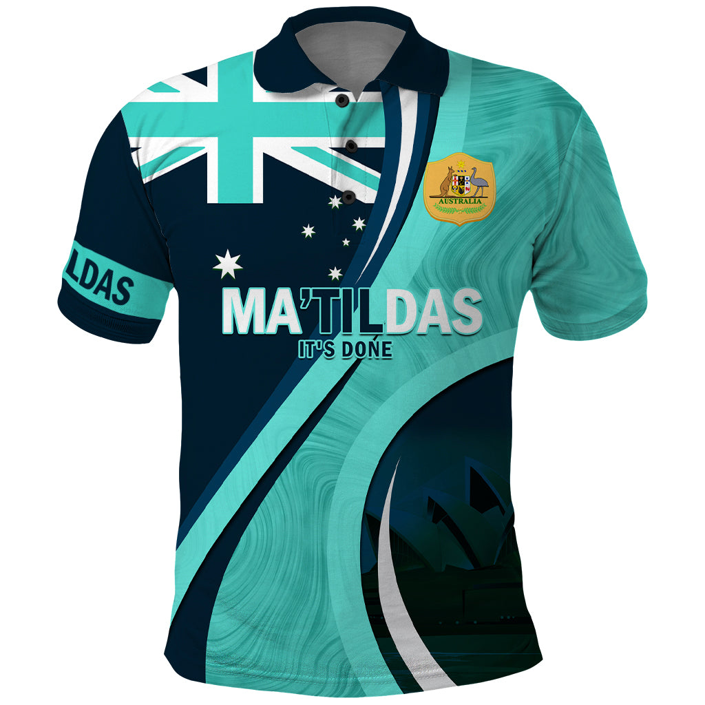 Matildas Soccer Polo Shirt 2024 Happy Australia Day Kangaroo Aussie Proud - Turquoise - Vibe Hoodie Shop