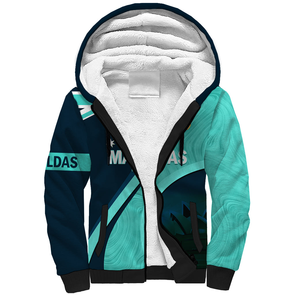 Matildas Soccer Sherpa Hoodie 2024 Happy Australia Day Kangaroo Aussie Proud - Turquoise - Vibe Hoodie Shop