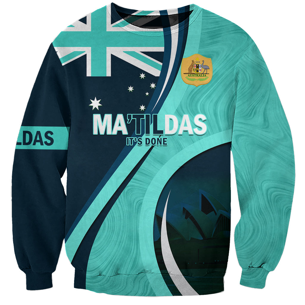 Matildas Soccer Sweatshirt 2024 Happy Australia Day Kangaroo Aussie Proud - Turquoise - Vibe Hoodie Shop