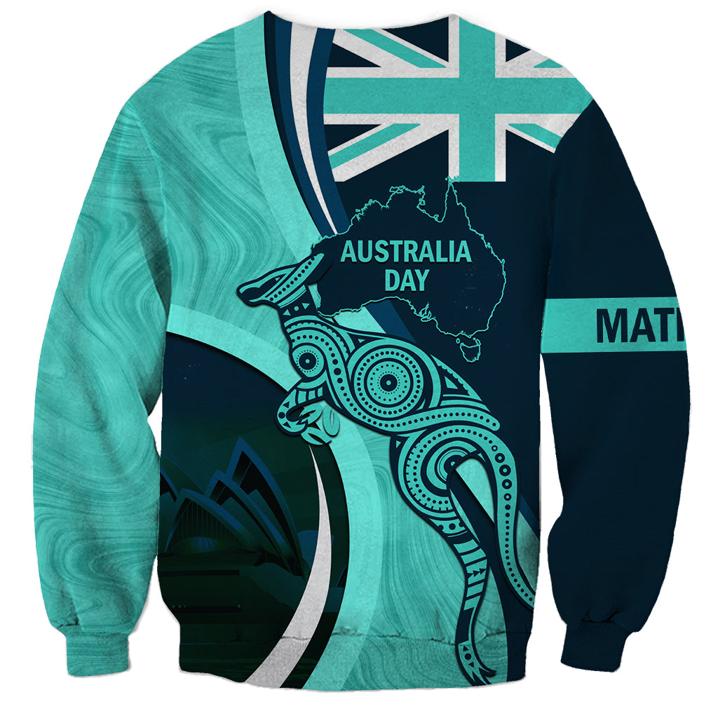 Matildas Soccer Sweatshirt 2024 Happy Australia Day Kangaroo Aussie Proud - Turquoise - Vibe Hoodie Shop