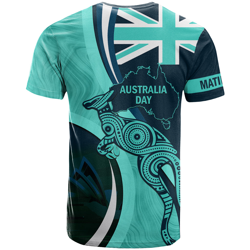 Matildas Soccer T Shirt 2024 Happy Australia Day Kangaroo Aussie Proud - Turquoise - Vibe Hoodie Shop