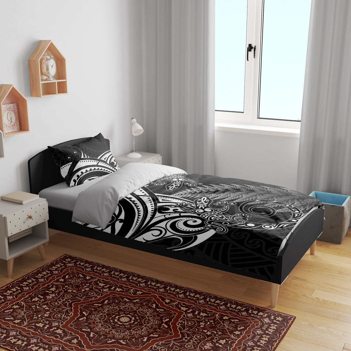 New Zealand Lizard Bedding Set Silver Fern Aotearoa Maori - Vibe Hoodie Shop