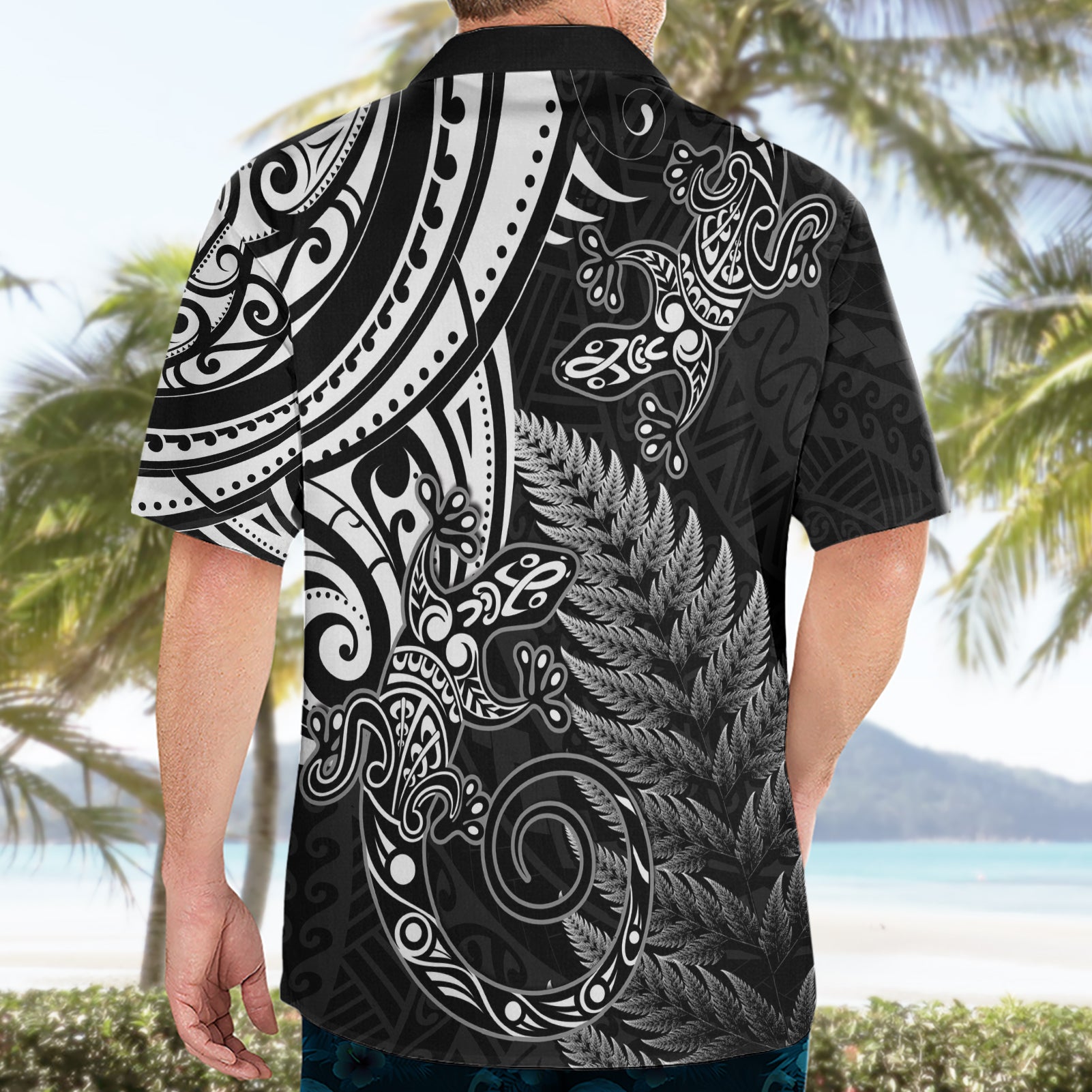 New Zealand Lizard Hawaiian Shirt Silver Fern Aotearoa Maori - Vibe Hoodie Shop