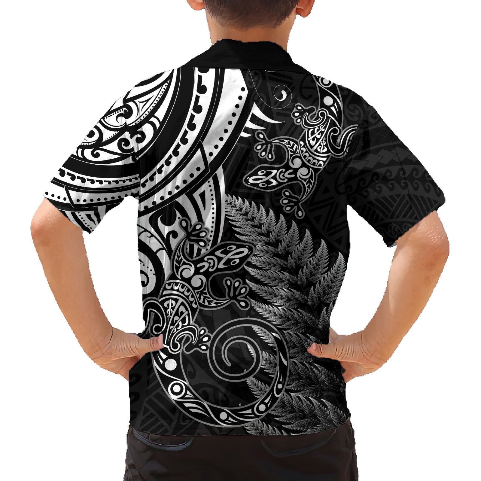 New Zealand Lizard Hawaiian Shirt Silver Fern Aotearoa Maori - Vibe Hoodie Shop