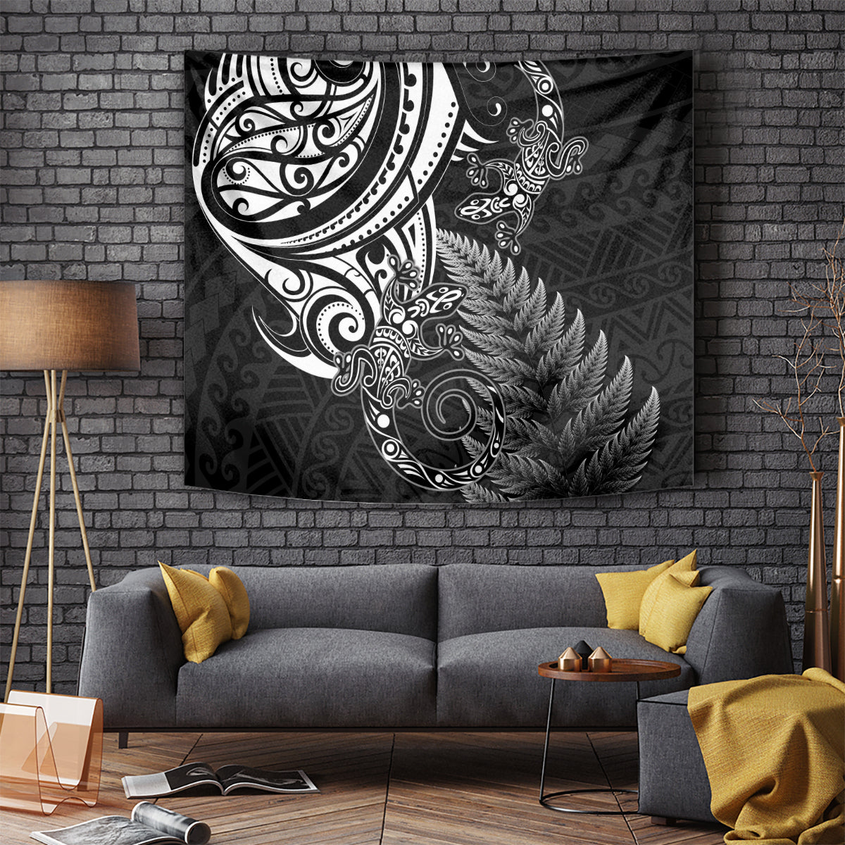 New Zealand Lizard Tapestry Silver Fern Aotearoa Maori - Vibe Hoodie Shop