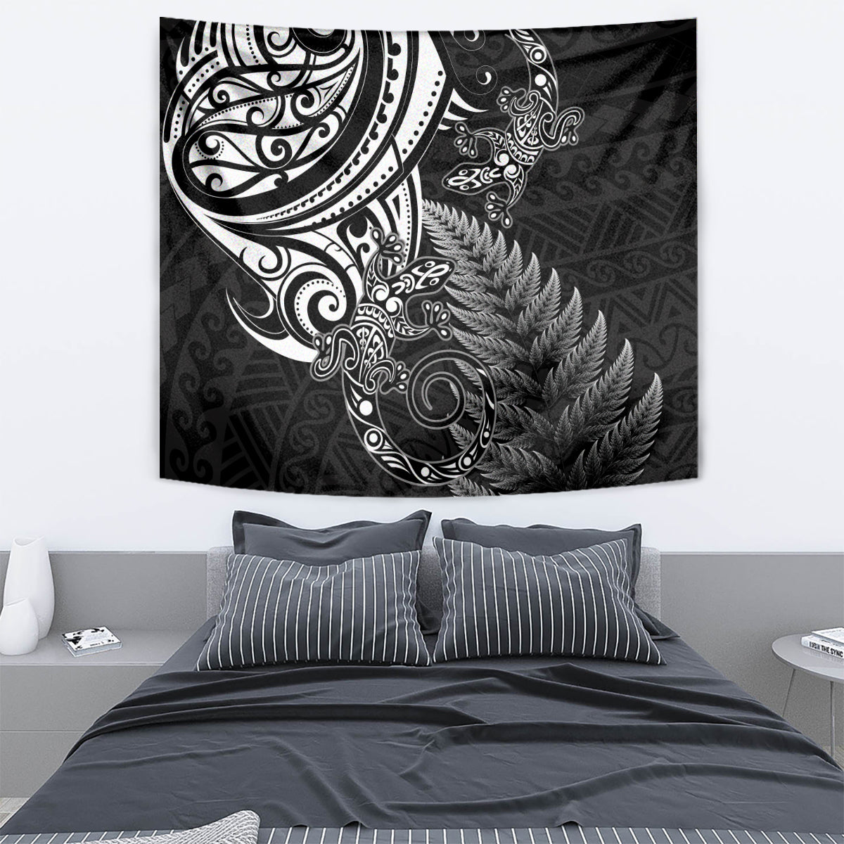 New Zealand Lizard Tapestry Silver Fern Aotearoa Maori - Vibe Hoodie Shop