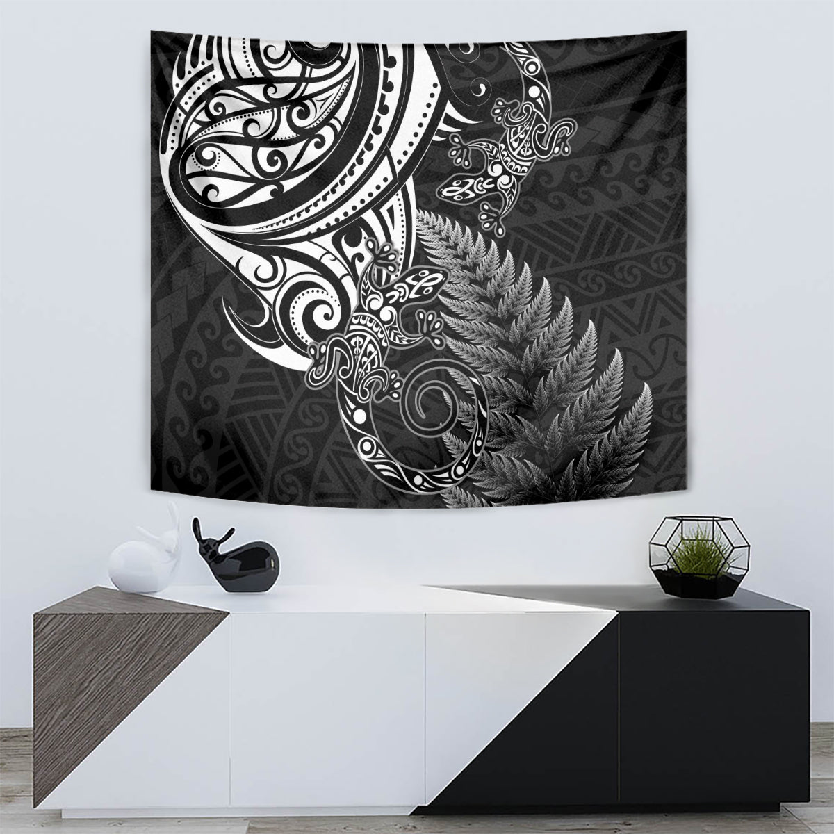 New Zealand Lizard Tapestry Silver Fern Aotearoa Maori - Vibe Hoodie Shop