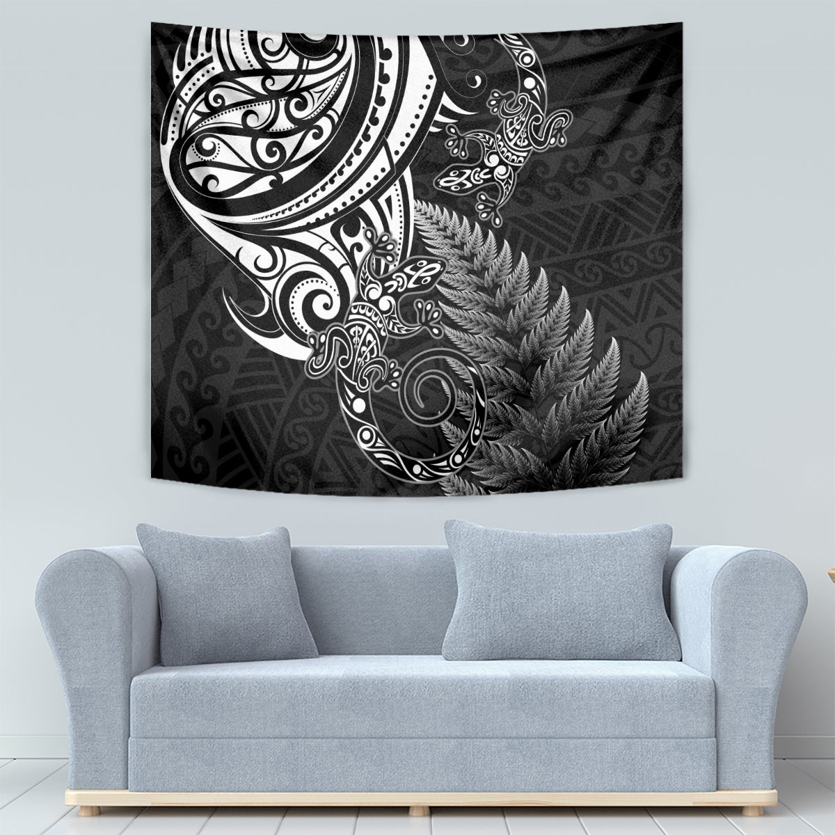 New Zealand Lizard Tapestry Silver Fern Aotearoa Maori - Vibe Hoodie Shop