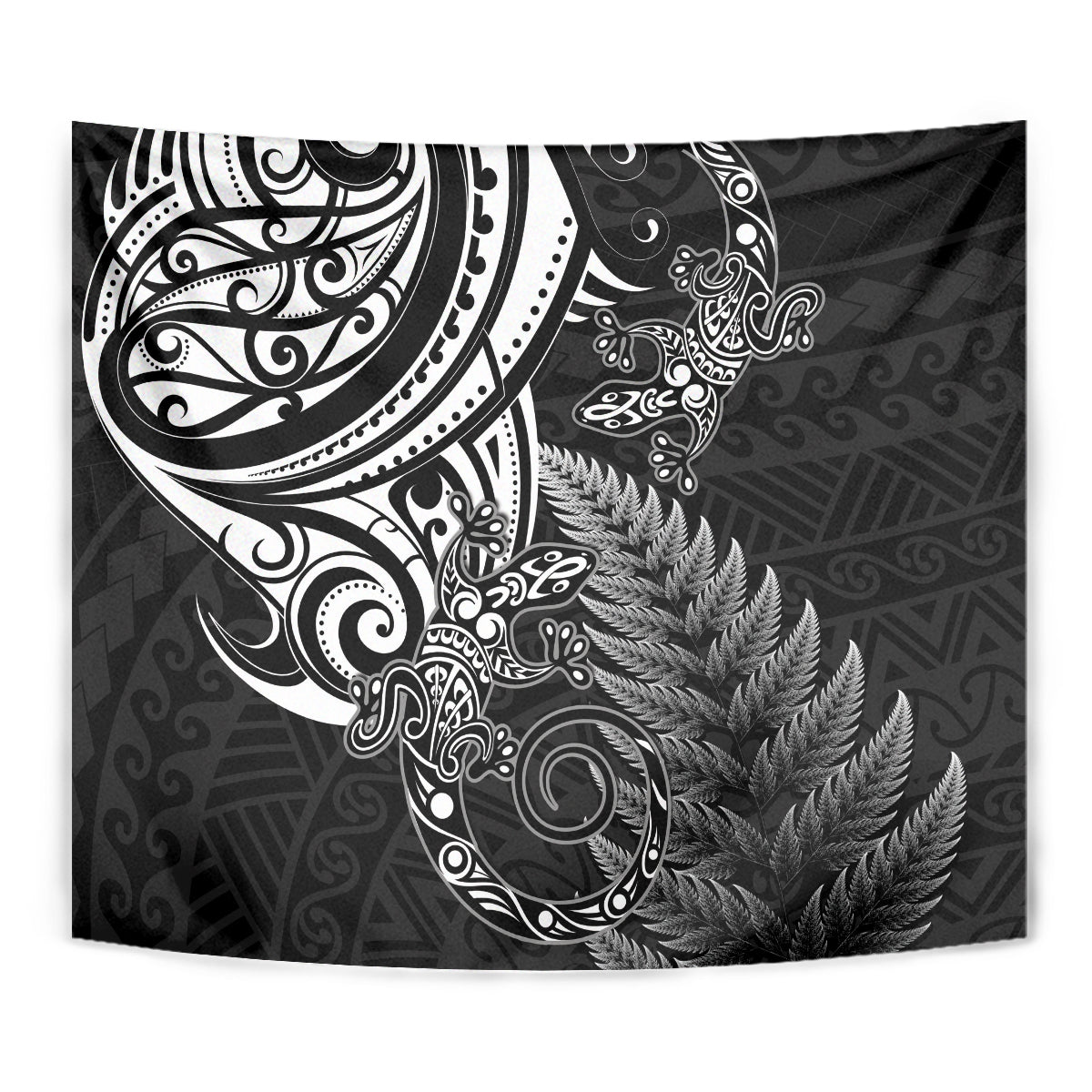 New Zealand Lizard Tapestry Silver Fern Aotearoa Maori - Vibe Hoodie Shop