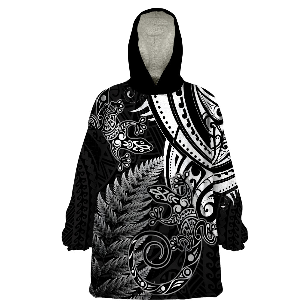 New Zealand Lizard Wearable Blanket Hoodie Silver Fern Aotearoa Maori - Vibe Hoodie Shop