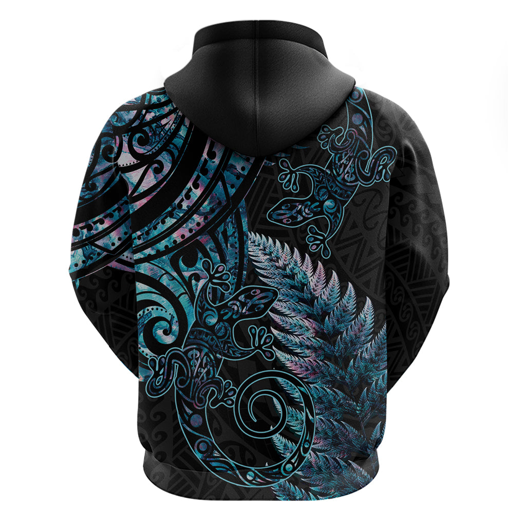 New Zealand Lizard Hoodie Silver Fern Aotearoa Maori With Paua Shell - Vibe Hoodie Shop