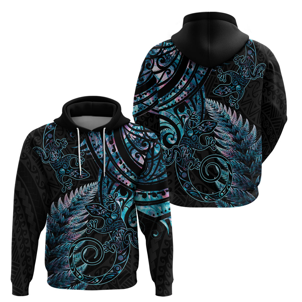 New Zealand Lizard Hoodie Silver Fern Aotearoa Maori With Paua Shell - Vibe Hoodie Shop