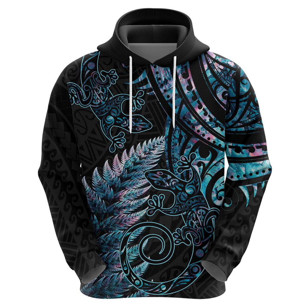 New Zealand Lizard Hoodie Silver Fern Aotearoa Maori With Paua Shell - Vibe Hoodie Shop