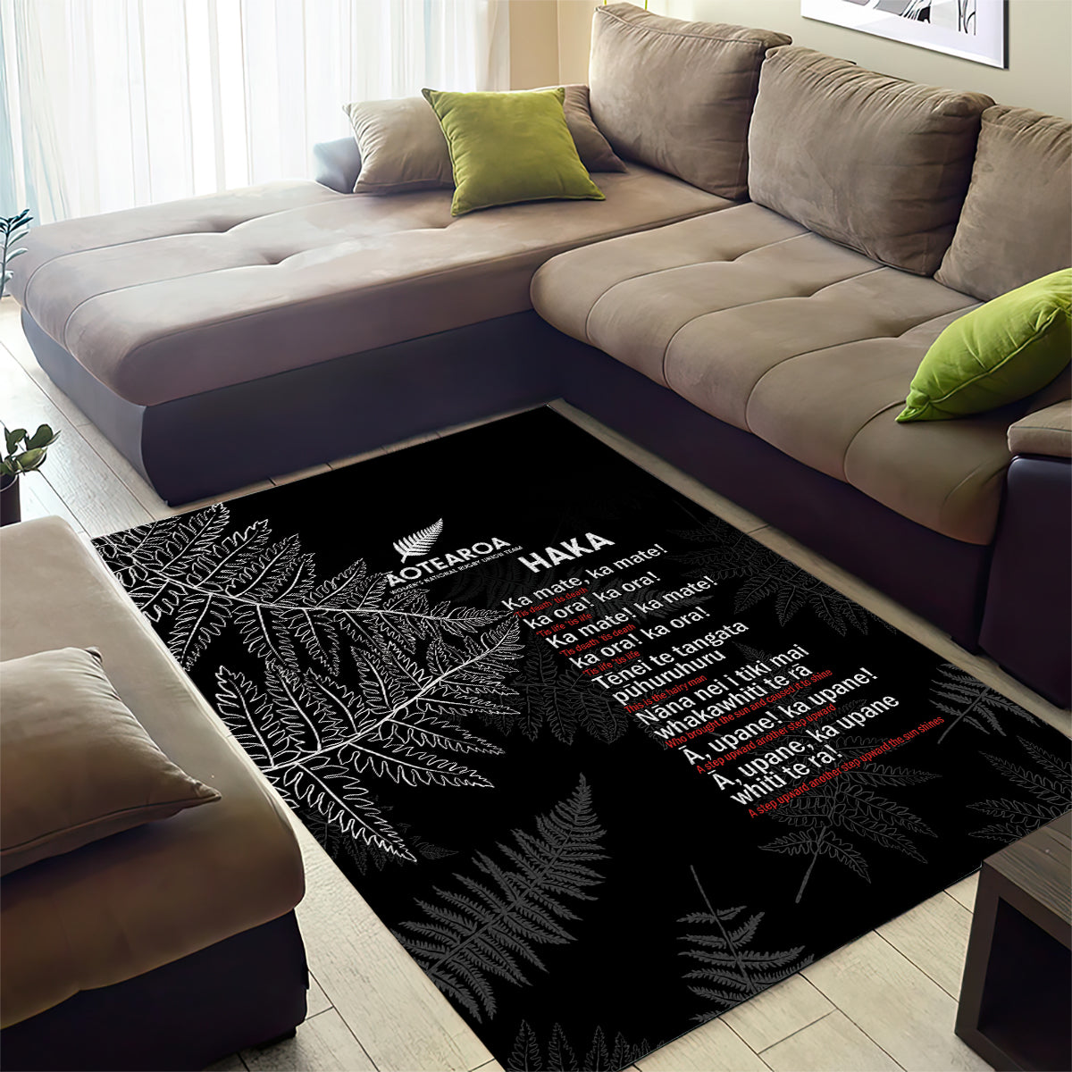 Custom New Zealand Haka Rugby Area Rug 2024 Pacific Go Black Silver Fern - Vibe Hoodie Shop