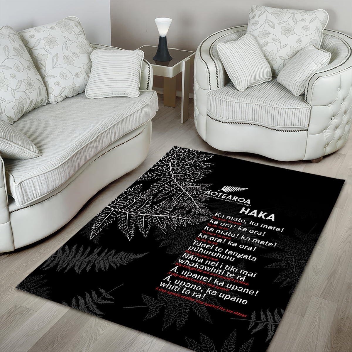 Custom New Zealand Haka Rugby Area Rug 2024 Pacific Go Black Silver Fern - Vibe Hoodie Shop