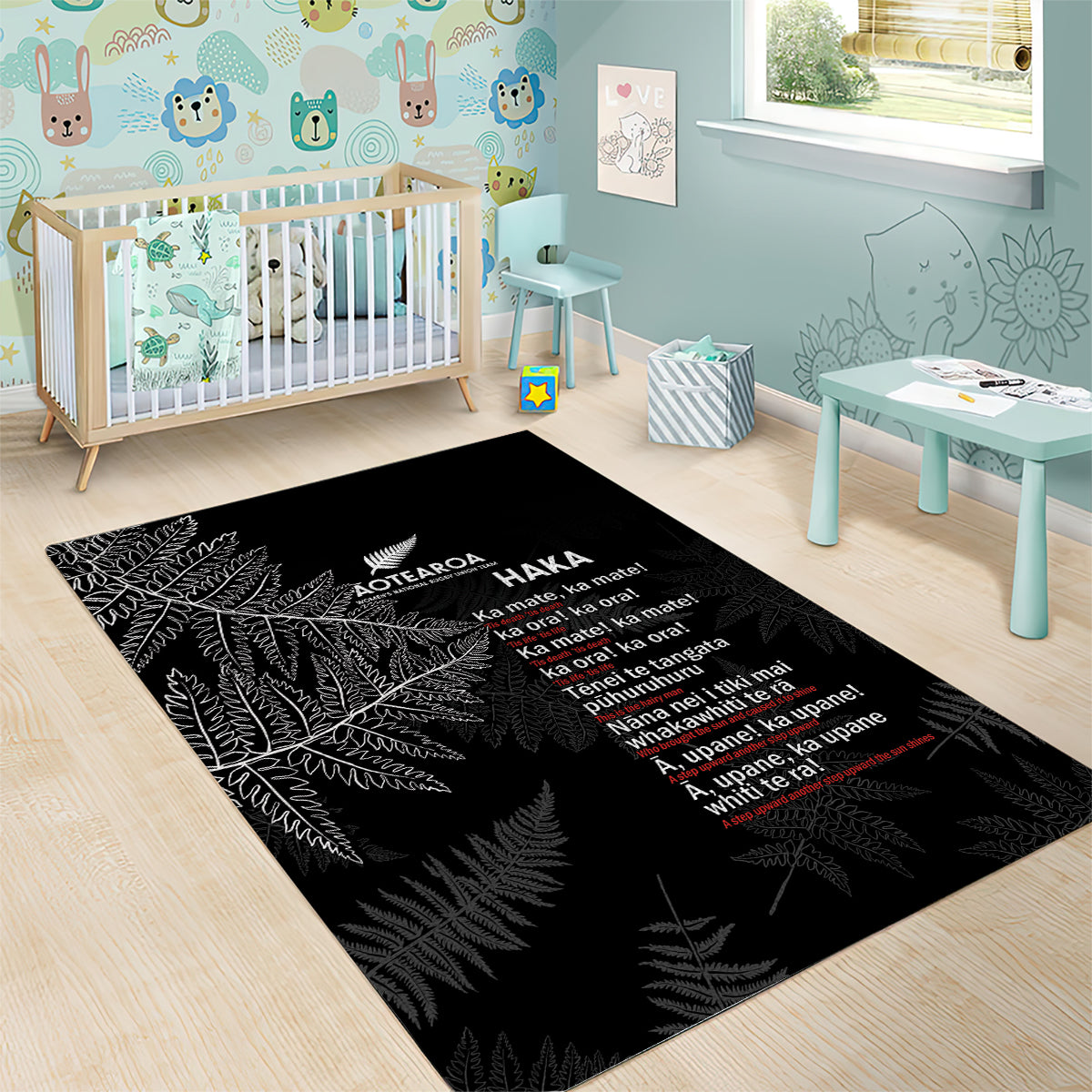 Custom New Zealand Haka Rugby Area Rug 2024 Pacific Go Black Silver Fern - Vibe Hoodie Shop