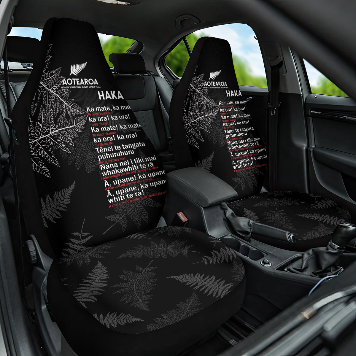 Custom New Zealand Haka Rugby Car Seat Cover 2024 Pacific Go Black Silver Fern - Vibe Hoodie Shop