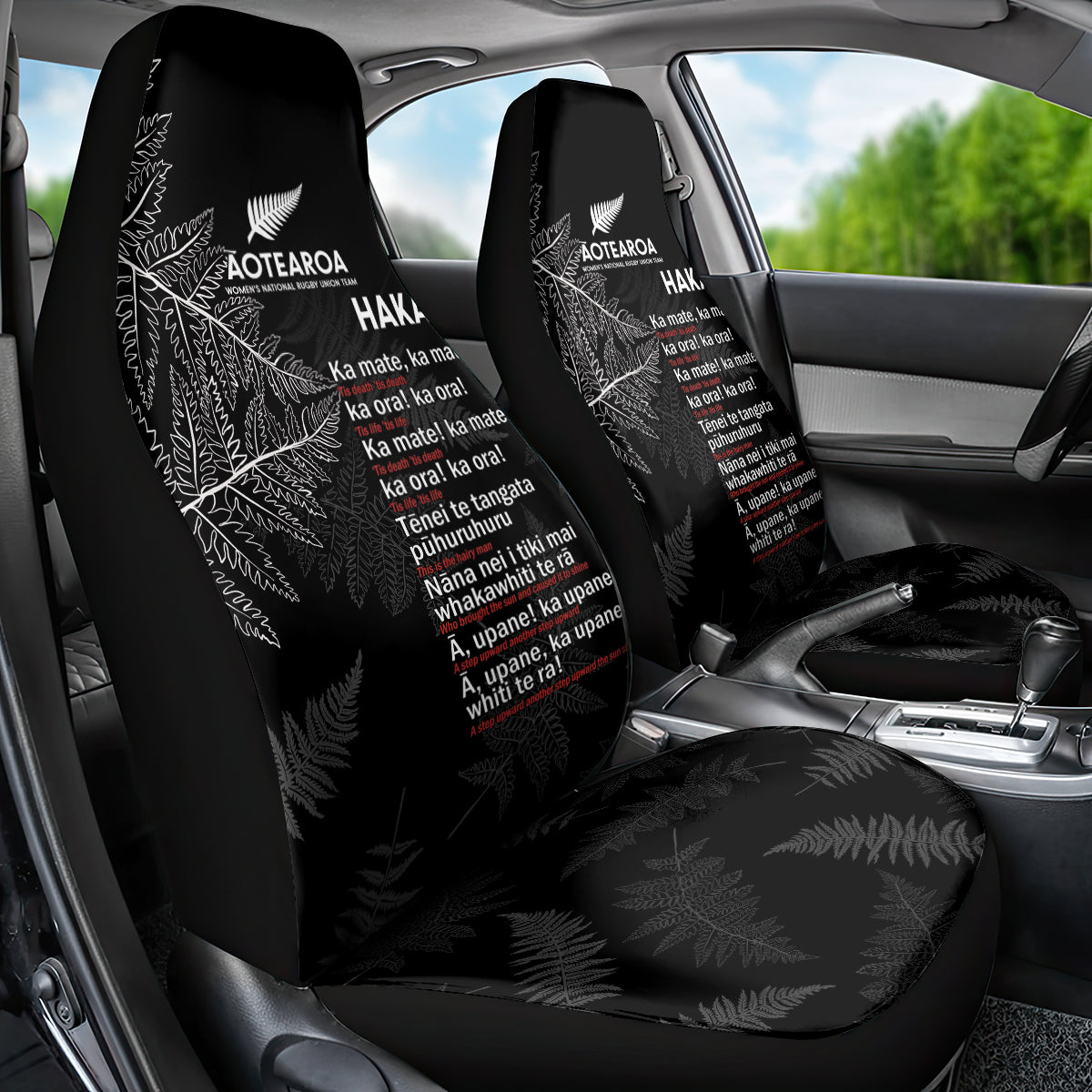 Custom New Zealand Haka Rugby Car Seat Cover 2024 Pacific Go Black Silver Fern - Vibe Hoodie Shop