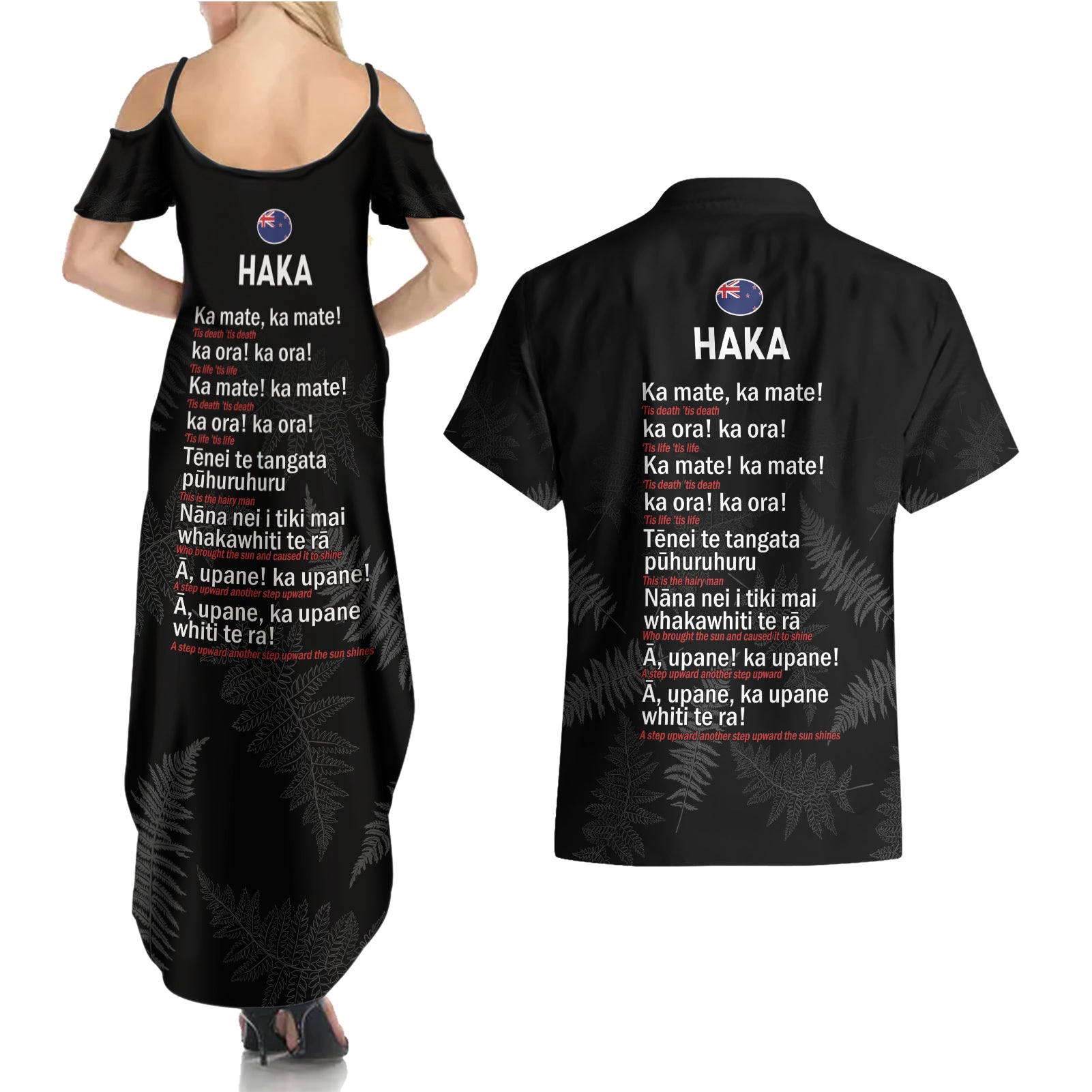 Custom New Zealand Haka Rugby Couples Matching Summer Maxi Dress and Hawaiian Shirt 2024 Pacific Go Black Silver Fern