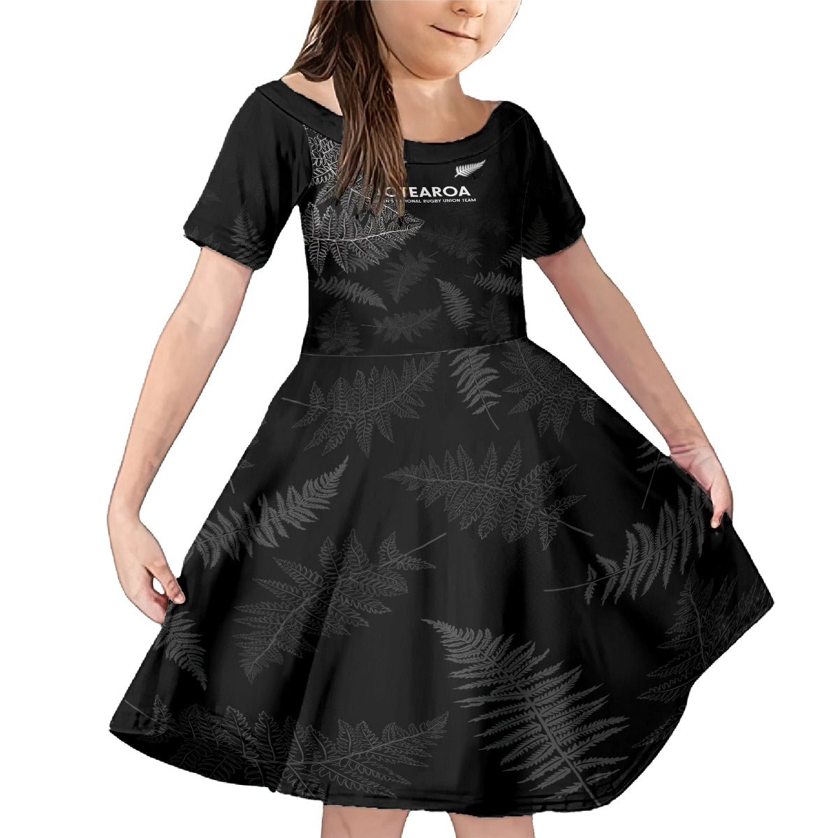 Custom New Zealand Haka Rugby Family Matching Mermaid Dress and Hawaiian Shirt 2024 Pacific Go Black Silver Fern