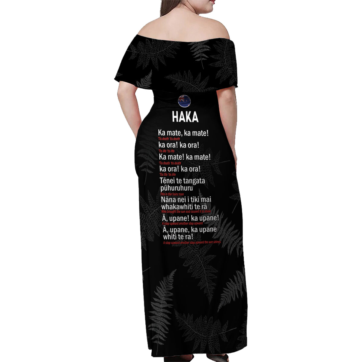 Custom New Zealand Haka Rugby Family Matching Off Shoulder Maxi Dress and Hawaiian Shirt 2024 Pacific Go Black Silver Fern
