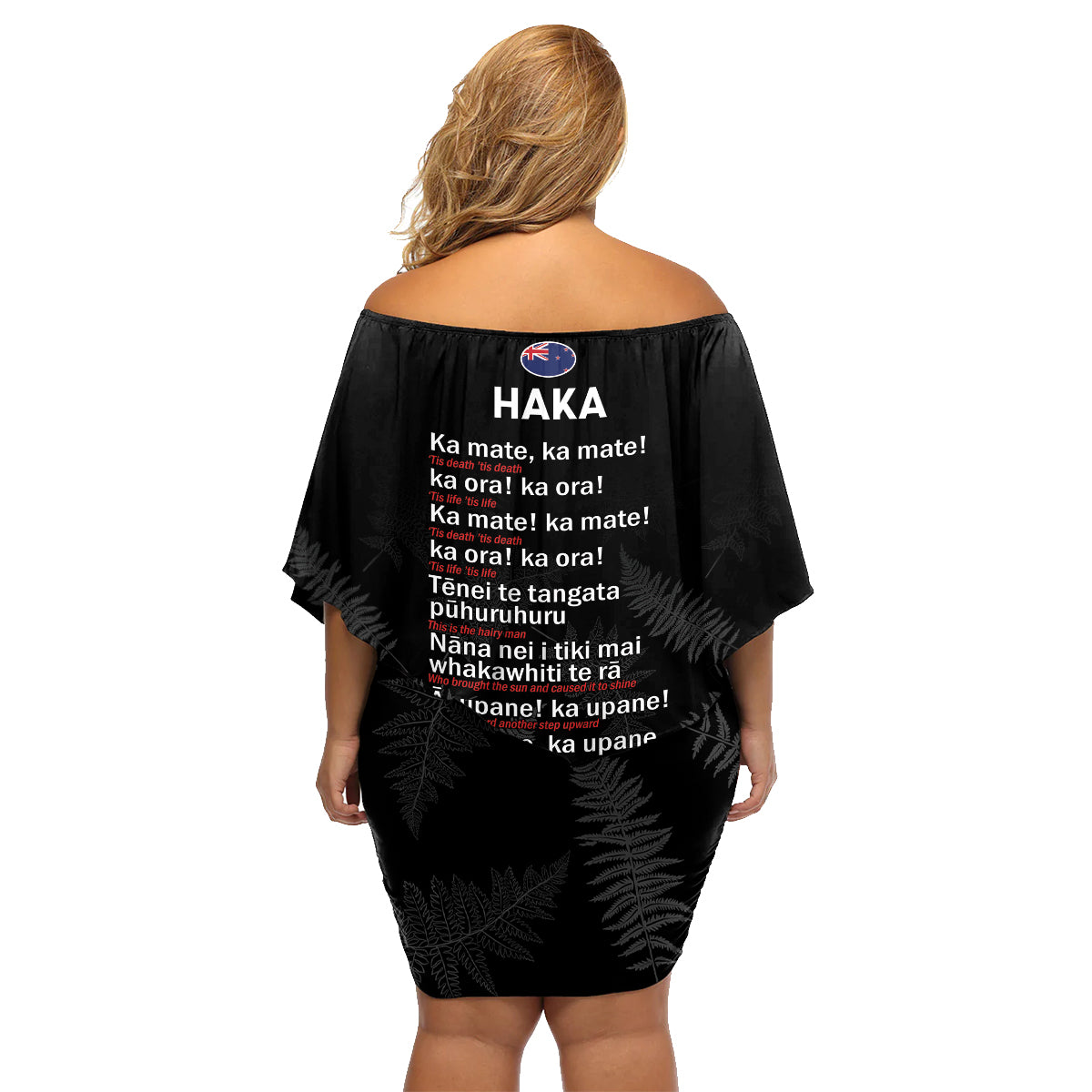 Custom New Zealand Haka Rugby Family Matching Off Shoulder Short Dress and Hawaiian Shirt 2024 Pacific Go Black Silver Fern