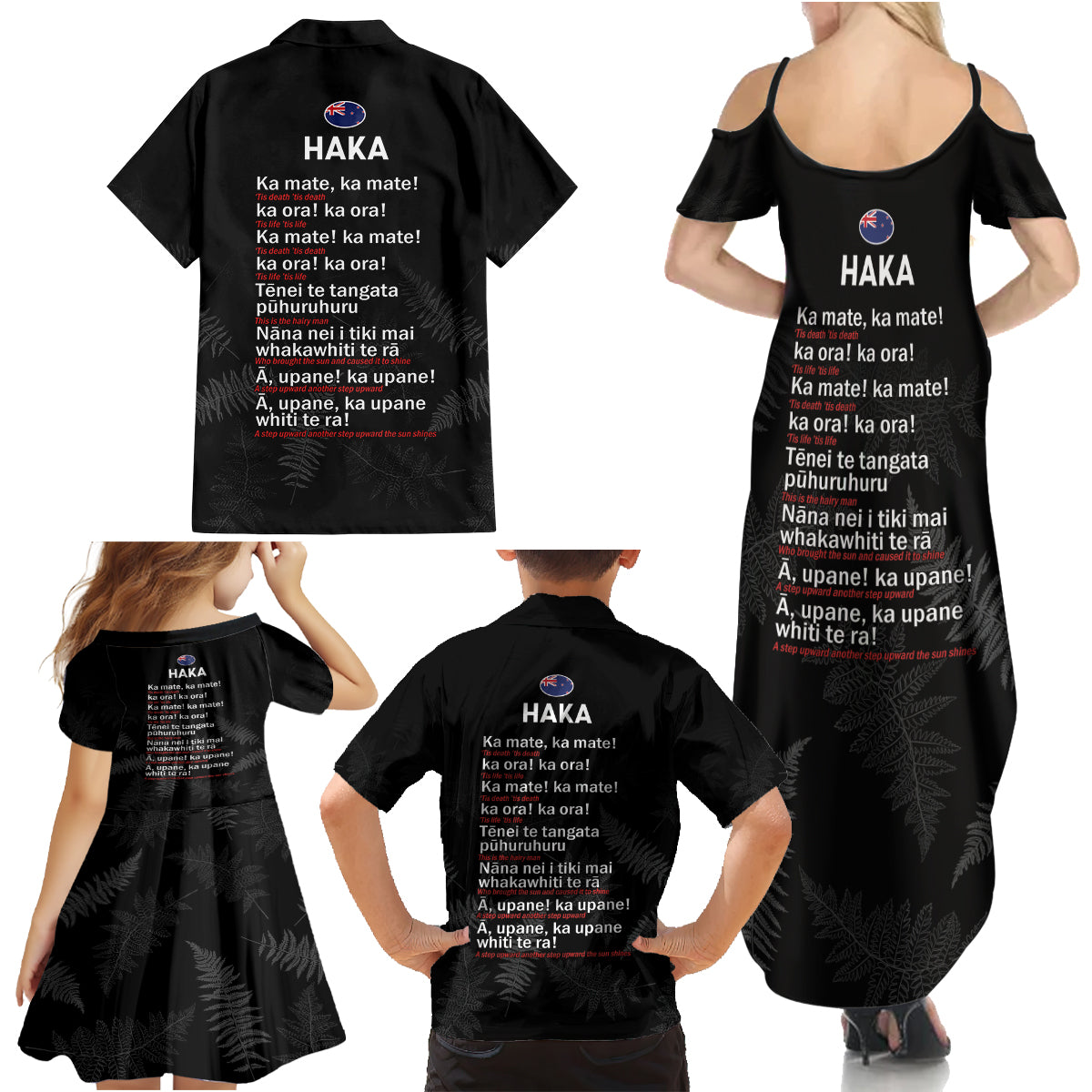 Custom New Zealand Haka Rugby Family Matching Summer Maxi Dress and Hawaiian Shirt 2024 Pacific Go Black Silver Fern