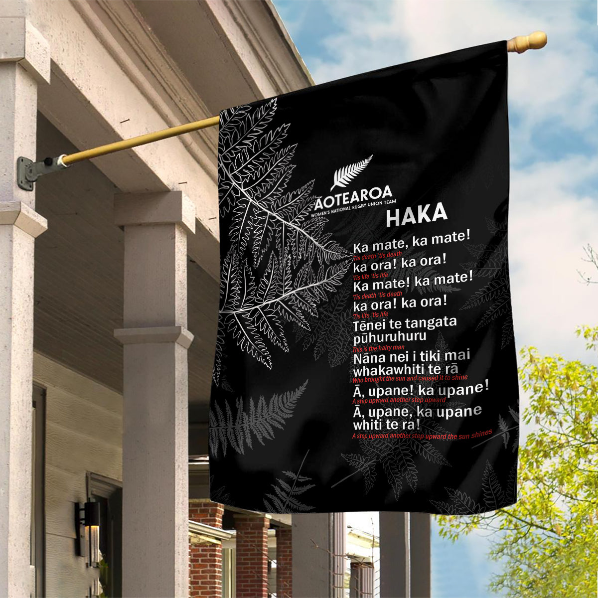 Custom New Zealand Haka Rugby Garden Flag 2024 Pacific Go Black Silver Fern - Vibe Hoodie Shop