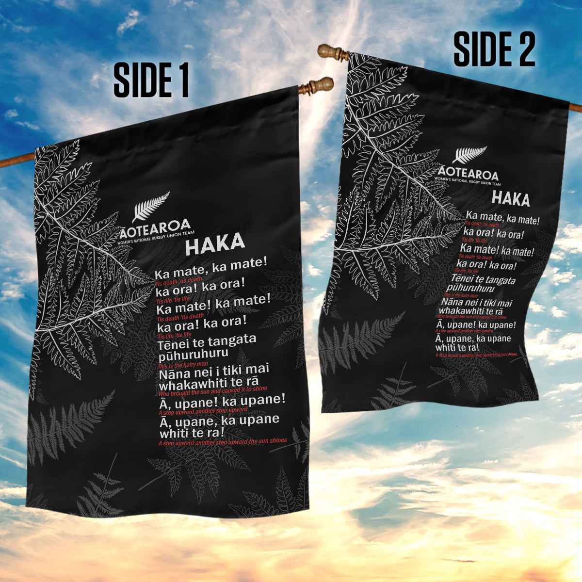 Custom New Zealand Haka Rugby Garden Flag 2024 Pacific Go Black Silver Fern - Vibe Hoodie Shop