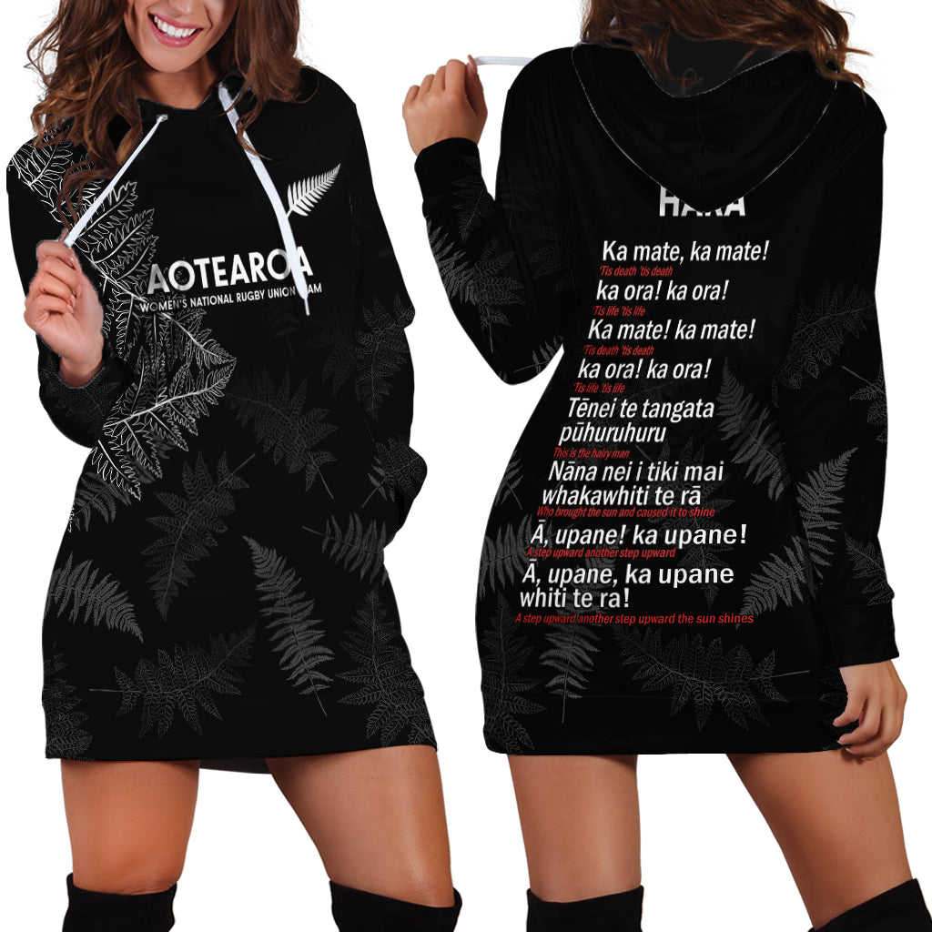 New Zealand Haka Rugby Hoodie Dress 2024 Pacific Go Black Silver Fern - Vibe Hoodie Shop