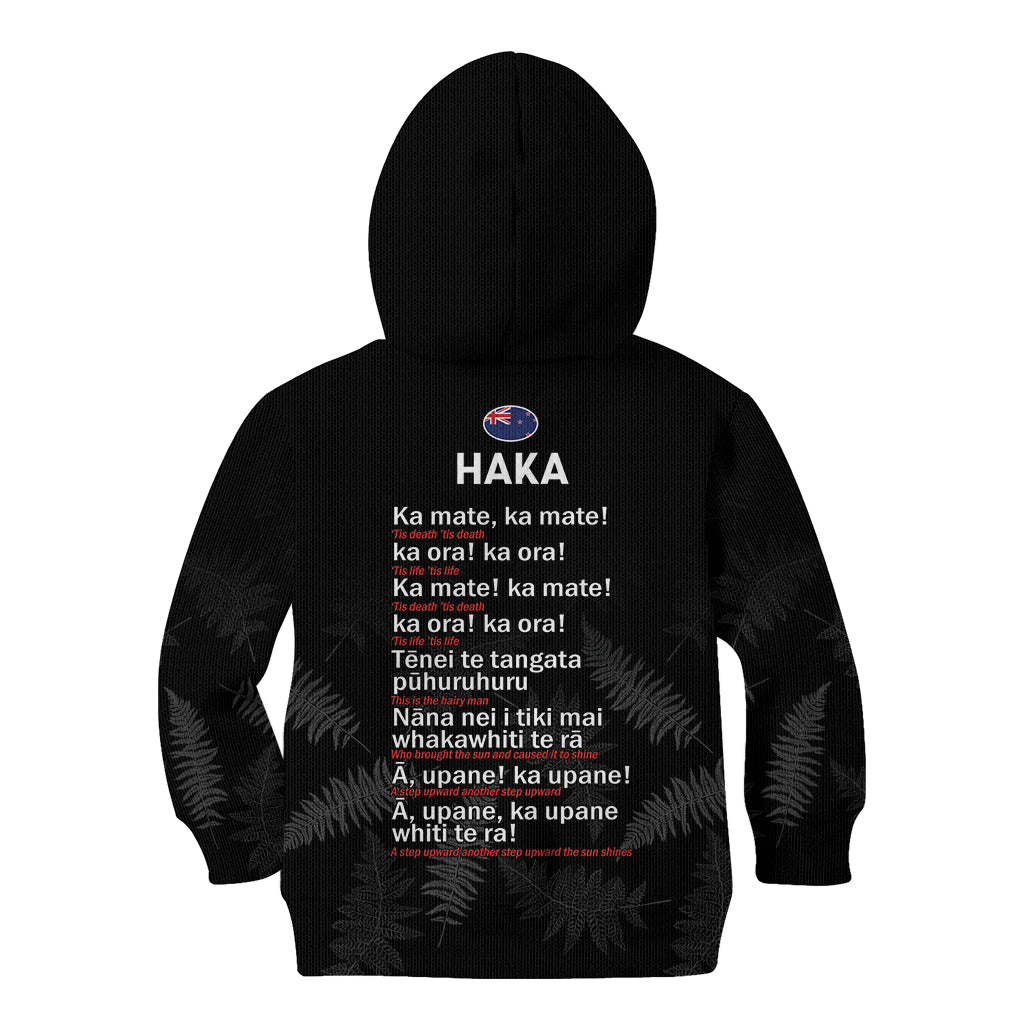 New Zealand Haka Rugby Kid Hoodie 2024 Pacific Go Black Silver Fern - Vibe Hoodie Shop