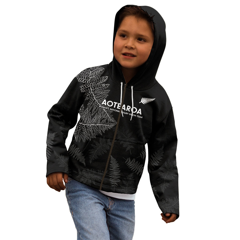 New Zealand Haka Rugby Kid Hoodie 2024 Pacific Go Black Silver Fern - Vibe Hoodie Shop