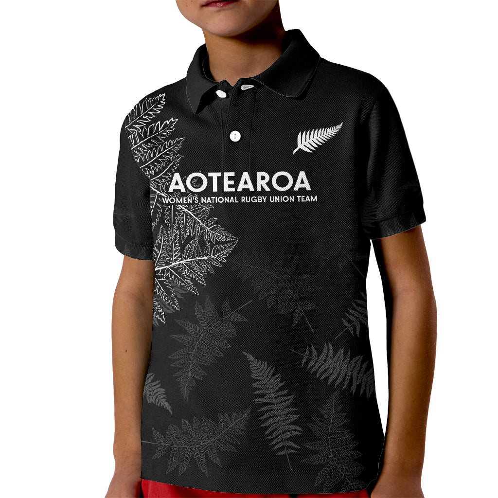 New Zealand Haka Rugby Kid Polo Shirt 2024 Pacific Go Black Silver Fern - Vibe Hoodie Shop