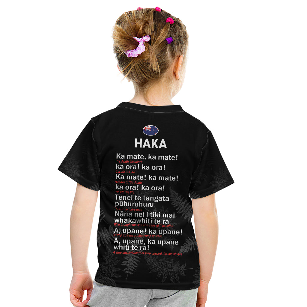 New Zealand Haka Rugby Kid T Shirt 2024 Pacific Go Black Silver Fern - Vibe Hoodie Shop