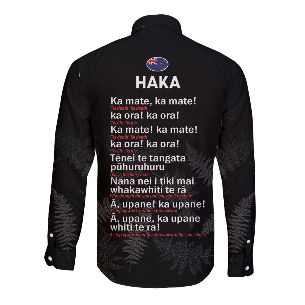 New Zealand Haka Rugby Long Sleeve Button Shirt 2024 Pacific Go Black Silver Fern - Vibe Hoodie Shop