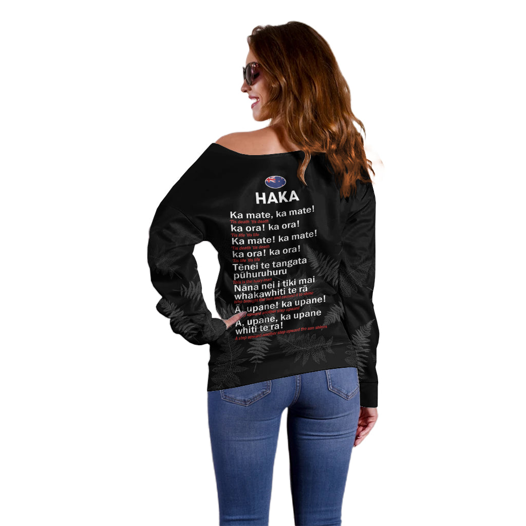 New Zealand Haka Rugby Off Shoulder Sweater 2024 Pacific Go Black Silver Fern - Vibe Hoodie Shop