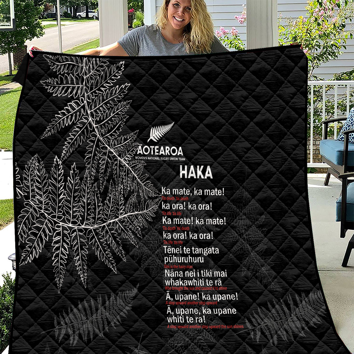 Custom New Zealand Haka Rugby Quilt 2024 Pacific Go Black Silver Fern - Vibe Hoodie Shop