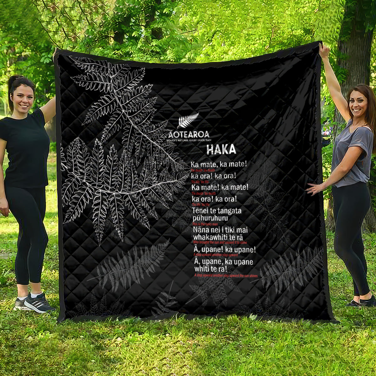 Custom New Zealand Haka Rugby Quilt 2024 Pacific Go Black Silver Fern - Vibe Hoodie Shop