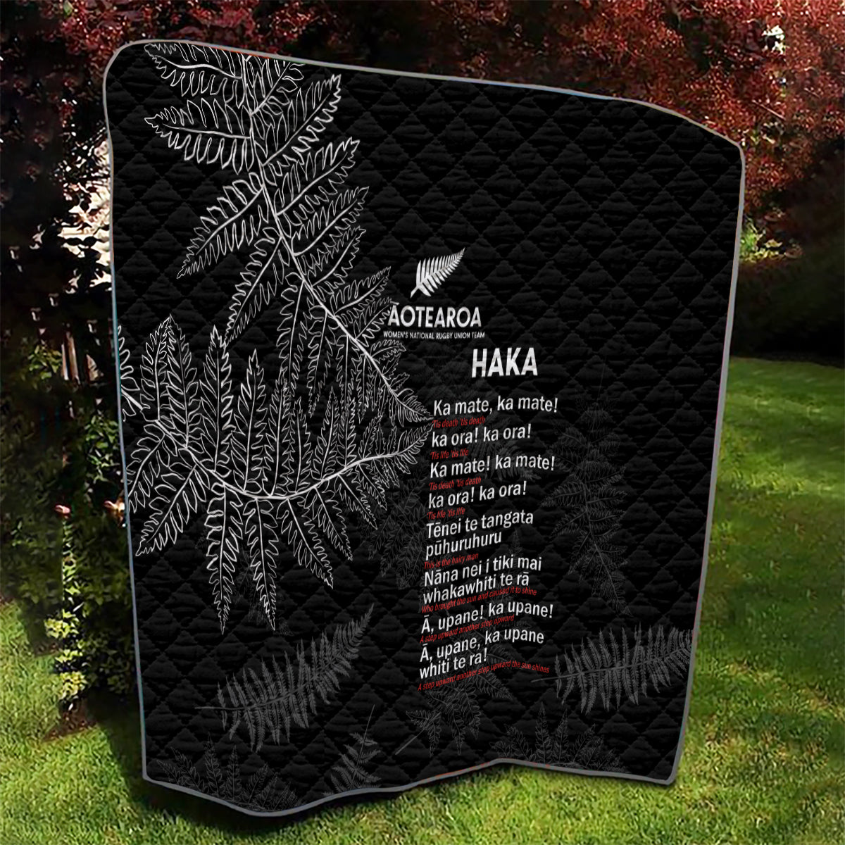 Custom New Zealand Haka Rugby Quilt 2024 Pacific Go Black Silver Fern - Vibe Hoodie Shop